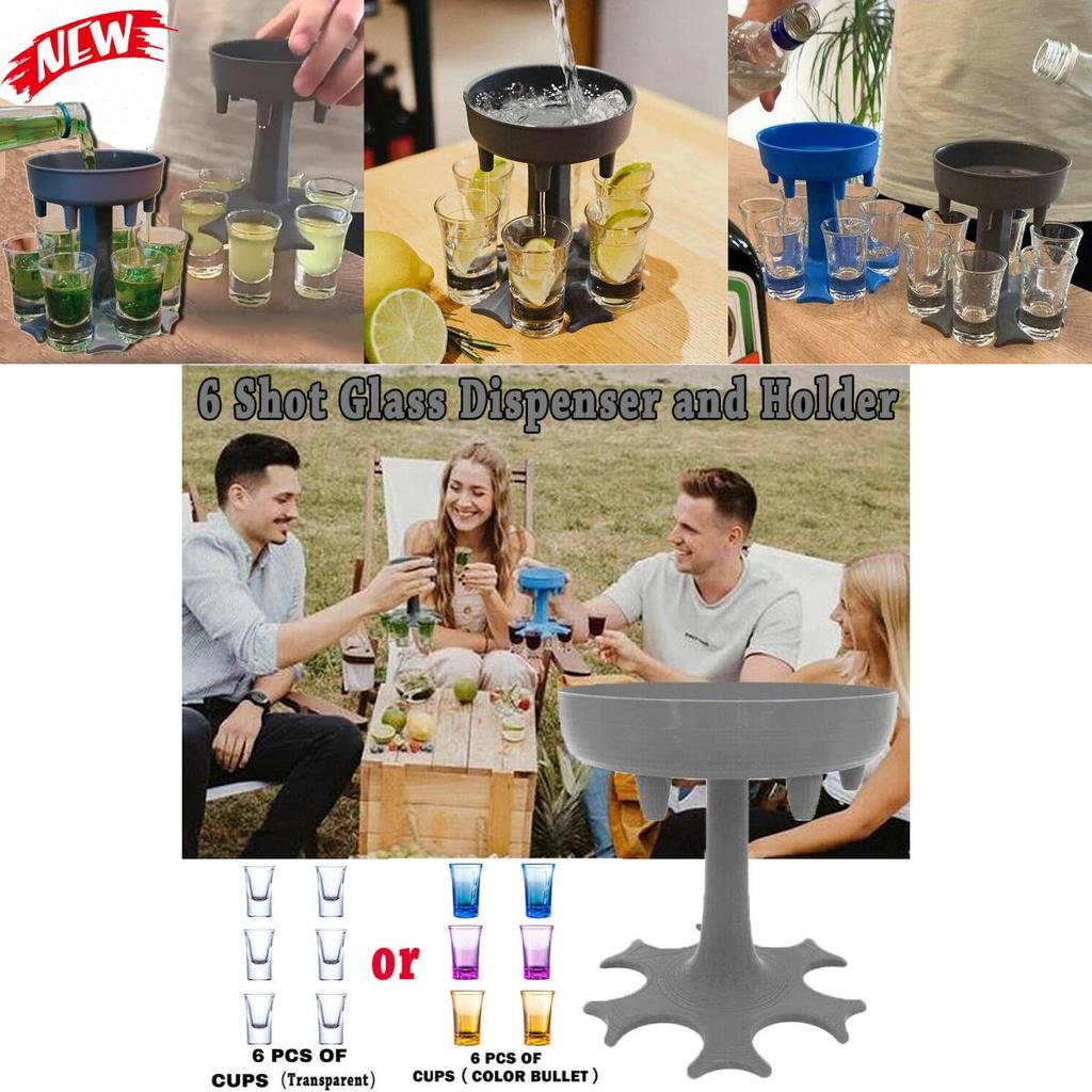 Unique 6 Shot Glass Dispenser And Carrier With Biodegradable Holder For Events