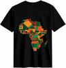 African Map Geometric Pattern Black T-shirt