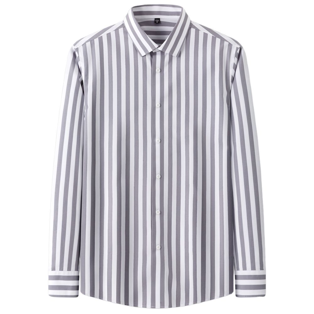 

Men s Non-Iron Contrast Striped Dress Shirt, No Pocket Comfortable Pure Cotton Easy Care Formal Menswear Clothing for Business 39 серый