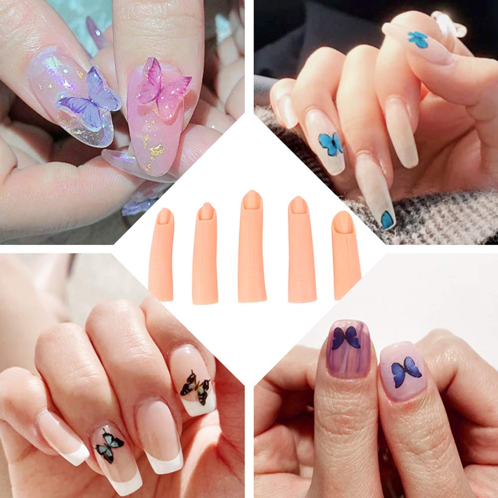 5Pcs/set for Acrylic Gel Silicone Fake Fingers Manicure Nail Art Training Hand Practice Model