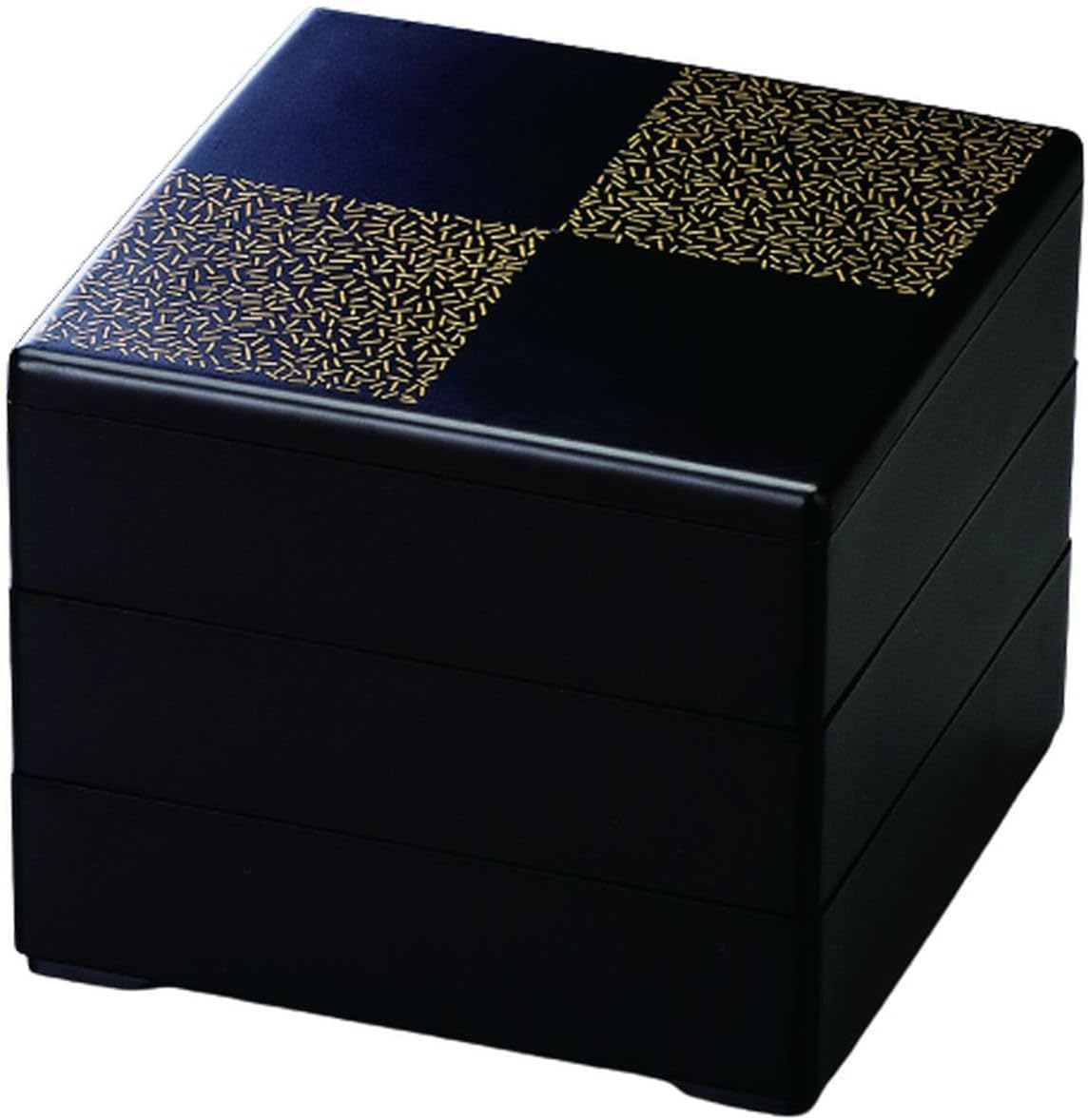 

Recreational Bento Box Made in Japan 3 Tiers Dimensions Color Matte Black Ground Pattern Gold Checkered x x J-kitchens (Bento Box) 7.0 21.0cm 21.0cm