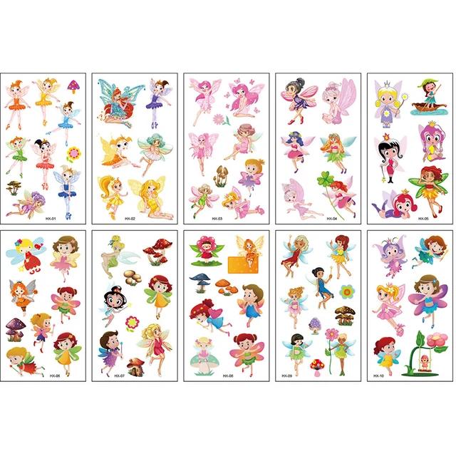 New 10Sheets/lot Children Cute Cartoon Unicorn Temporary Tattoo Stickers Baby Shower Kids Body Makeup Sticker Tattoos Mermaid Pa