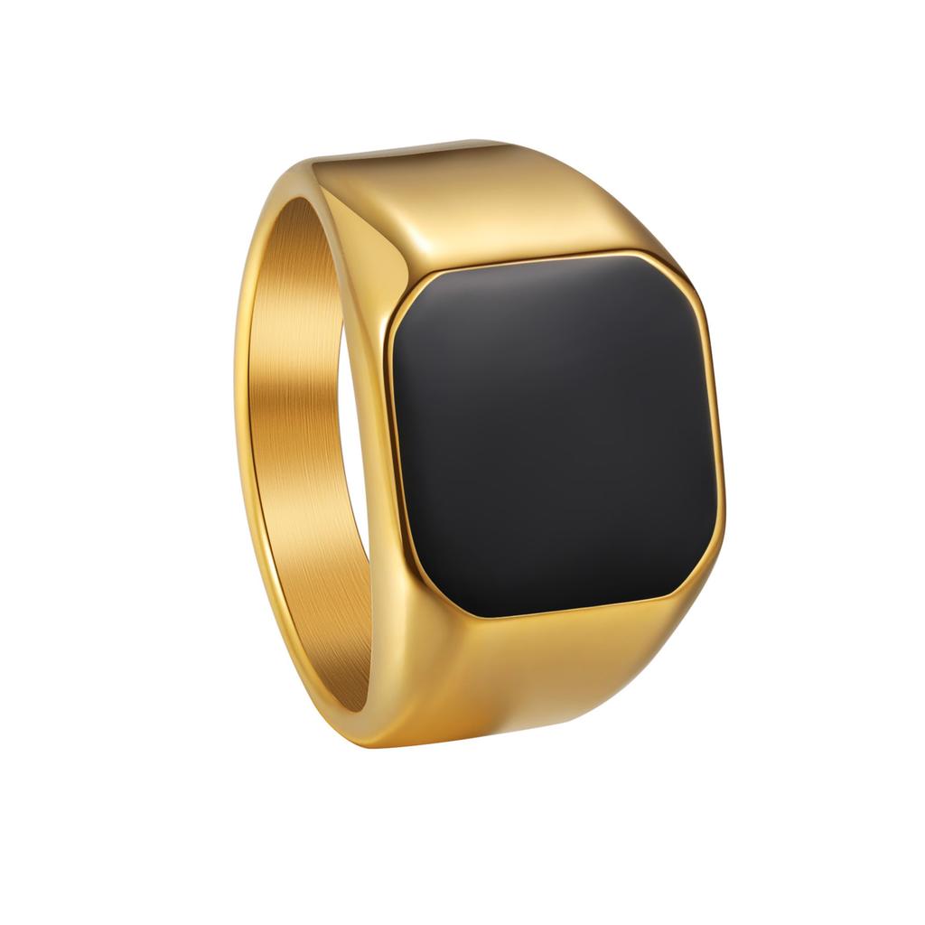Titanium Steel Jewelry European and American Simple Bare Body Square Men's Ring Oil Dripping