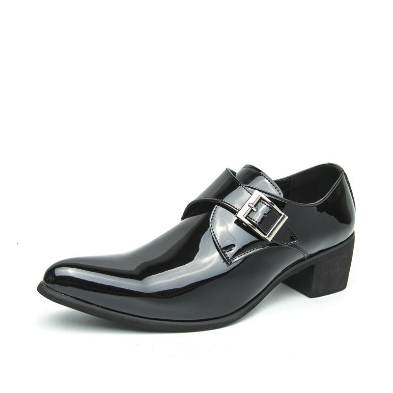 Luxury Black High Heel Men's Shoes Fashion Moccasin For Men Wedding Shoes Casual Dress Leather Pointed Toe Shoes Man Oxford Shoe