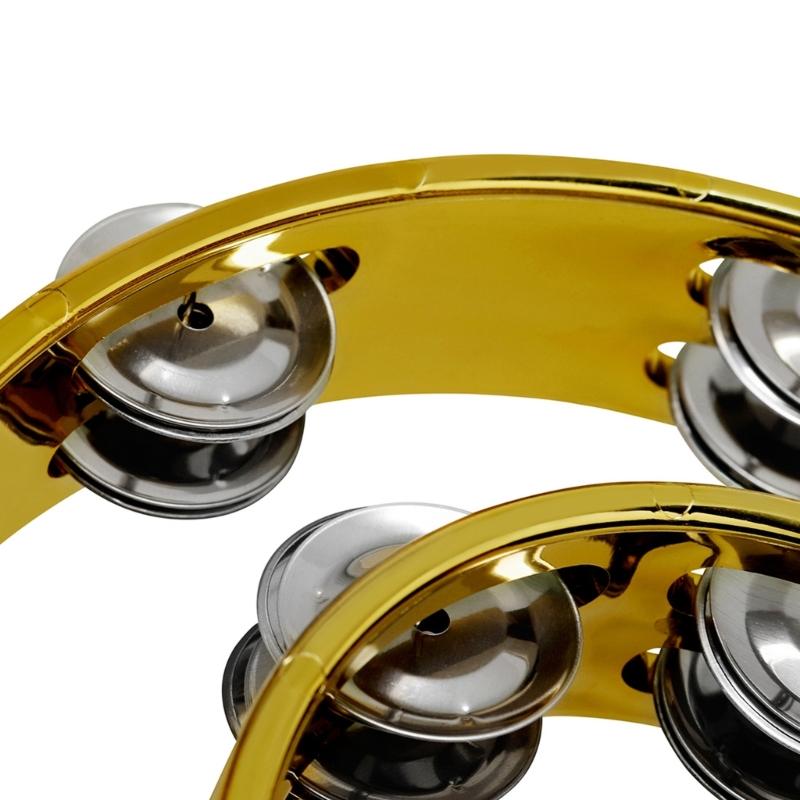 Tambourine Metal Jingles Hand Held Percussion Half-Moon Tambourine for Kid-Early Education,Adult,KTV,Party Entertainment