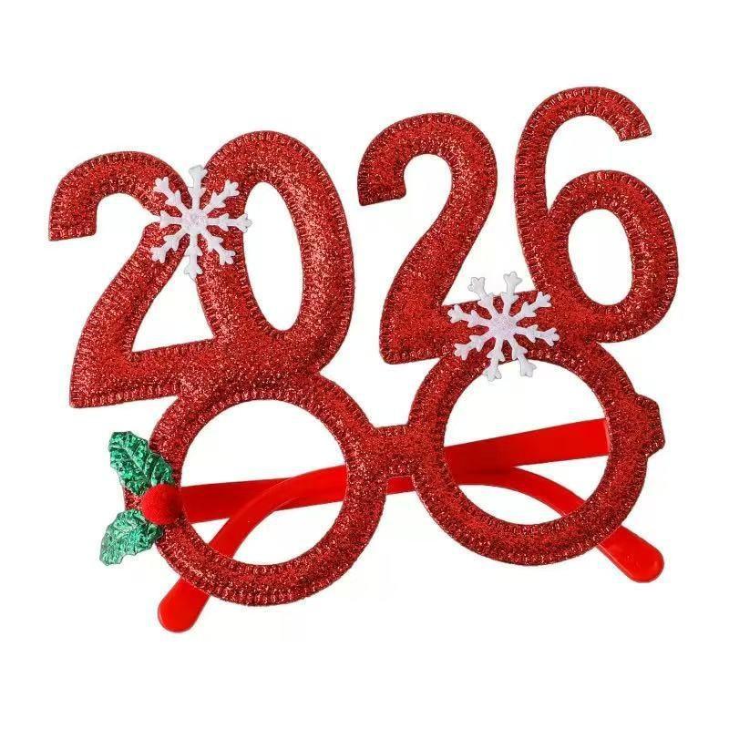 2026 Christmas Glasses Frame Santa Claus Xmas Tree Glasses Photo Booth Props Kids Gifts New Year Party Decorations Navidad Noel
