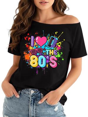 80's Graffiti Neon Splatter Asymmetrical Short-Sleeve T-Shirt