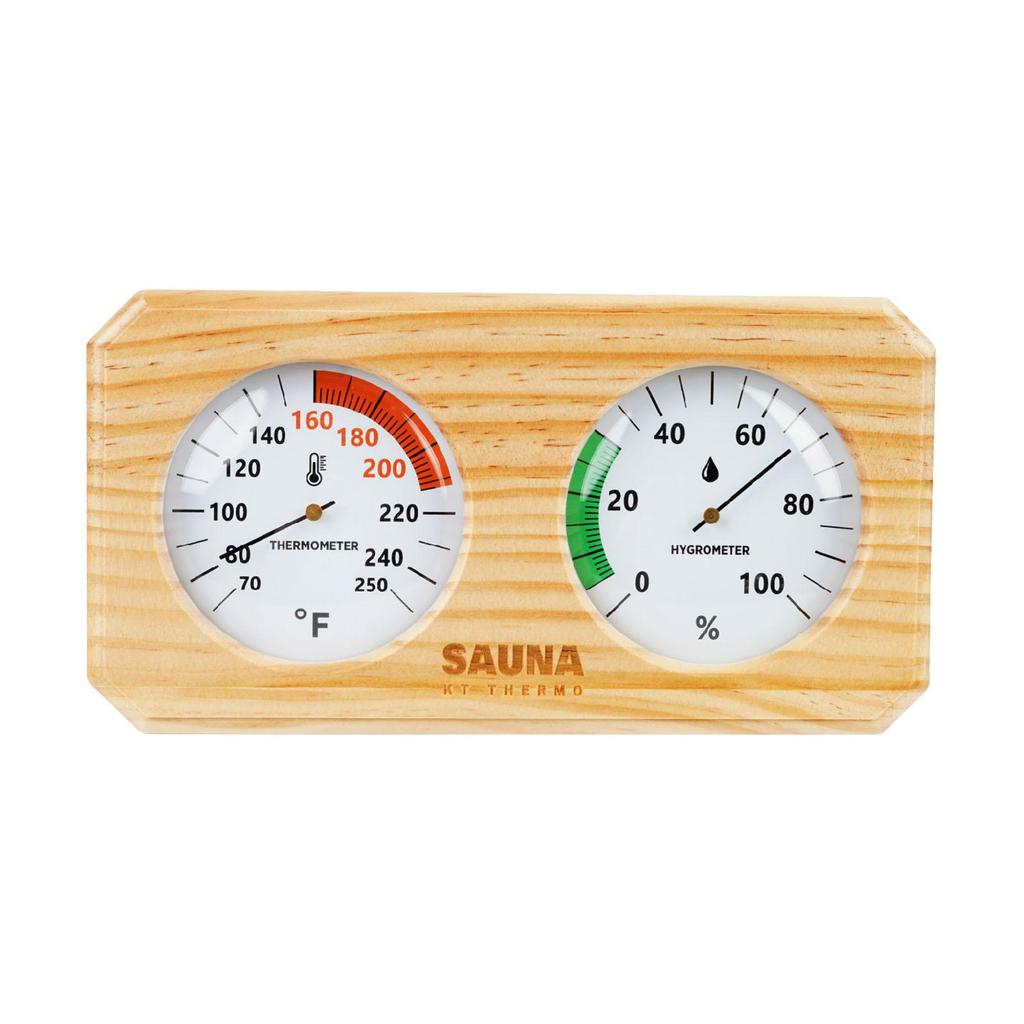 2-in-1 Hygrometer/hygrothermograph for Sauna, Made of Wood, Easy to Install. Temperature And