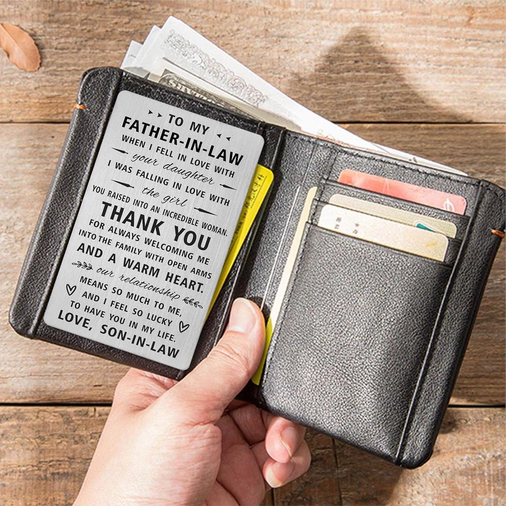 Yobent Father In Law Gift from Son In Law, Wallet Card for Father-In-Law from Groom, Father of The Bride Gifts, Unique Father In Law Wedding Day