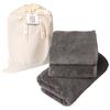 Towel Laboratory Gift Set of 3 Bath Towel 2 Face Charcoal JapanTechnology [Volume Rich] #003 (1 + Towels, Gray) - Hotel-Quality, Thick, Fluffy,