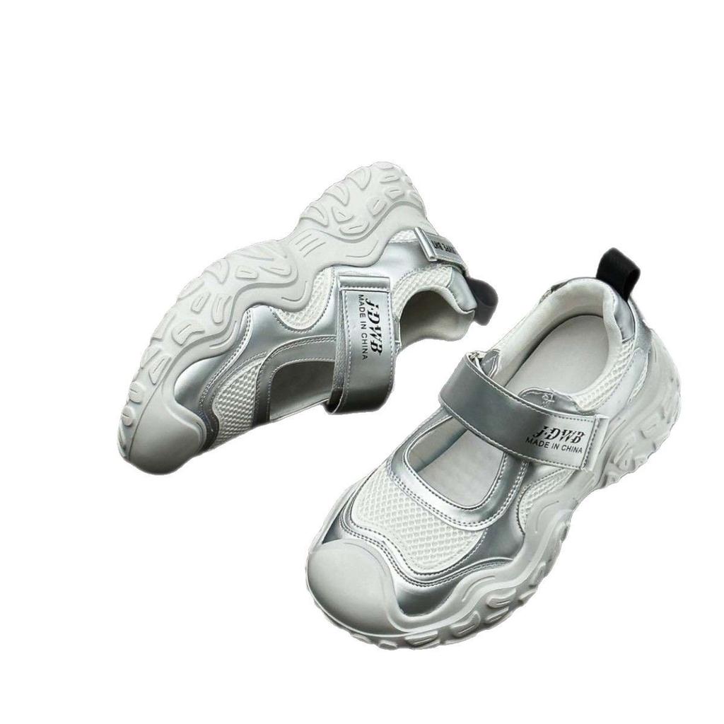 Thick-soled ugly cute sports sandals women's summer 2025 new casual breathable hollow white shoes Velcro bag head sandals