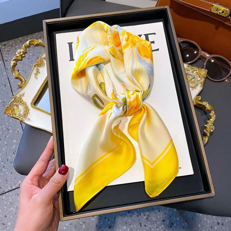 

Квадратный шарф Silk Touch Женский Легкий Ретро Принт Повязка на голову Шарф на шею Элегантный аксессуар для укладки Шифон Мода