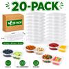 CONFEZIONE da 10/20/40 Contenitori per Condimenti a Doppia Scomparto Con Coperchio in Plastica Ermetica per Snack e Salse per Pranzo e Preparazione Pasti Quotidiana