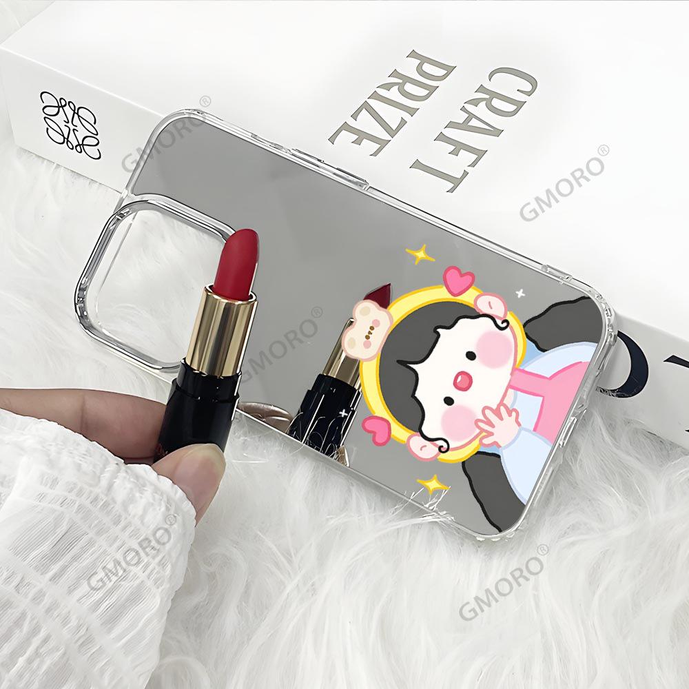 Japan and South Korea sweet girl mobile phone case is suitable for Apple 17pro girls high-value iPhone16 mirror case