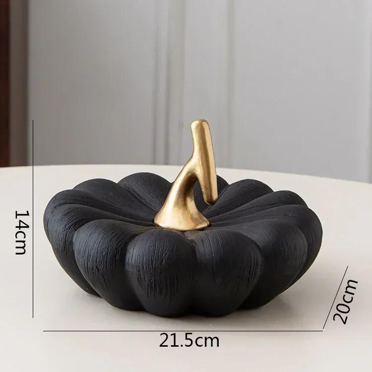 Creative Pumpkin Sculpture Ornaments Ceramic Crafts Desktop Fruit Statues Living Room Figurines Home Decoration Ornaments