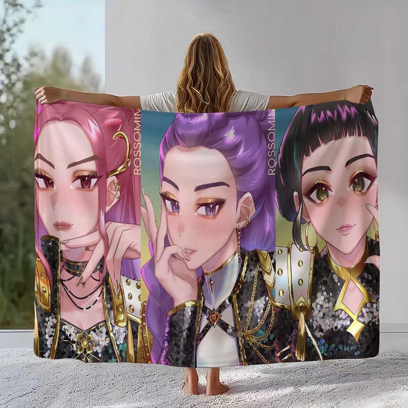 K-Pop Dämonenjäger Goldene Saja Jungen Flanelldecke, Ultra Weiche Warme Plüschdecke für Zuhause Schlafzimmer Bett Sofa Abdeckung Büro Picknick