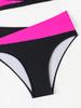 2025 Color Block High Waist Halterneck Bikini Two-Piece Swimwear for Women.