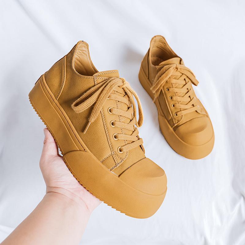 Fashion 2025 New Students' Casual Sports Shoes 38-46, Thick Anti-Slip Sole Lace-up with Black-White Color Simple Versatile Campus Style