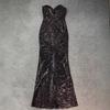 Sexy slim fit heavy industry bead tube top, hip tube top temperament advanced sense party dinner annual meeting evening dress