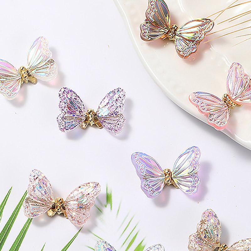 Nail Art Butterfly Jewelry Resin Aurora Color Three-Dimensional  Dynamic Butterfly Super Flash Nail Art Decoration