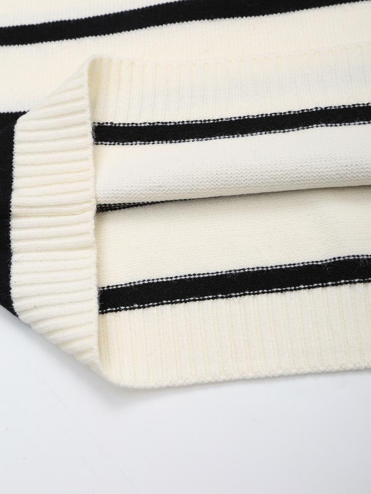 Autumn/Winter Color Block Striped Zip-Up Sweater - Long Sleeve Fashion for Europe & America