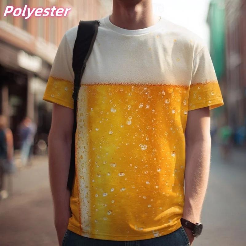 Beer Bubble 3D Print Sports Breathable Men T-shirt Colorful Outdoor Street Casual Fashion