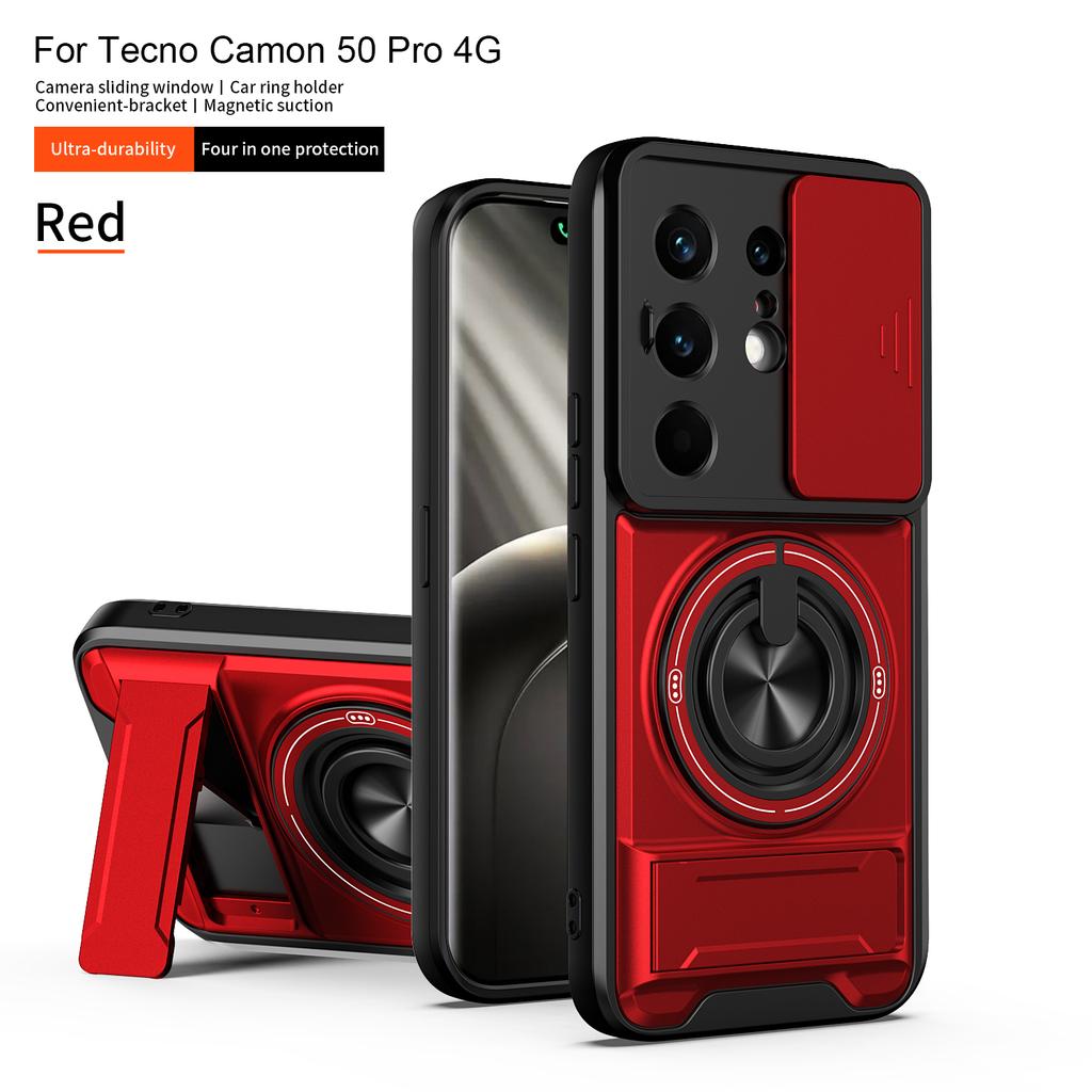For Tecno Camon 50 Case Tecno Camon 50 Pro Cover Magsafe Magnetic Fold Holder Military Armor Camera Protection Cover