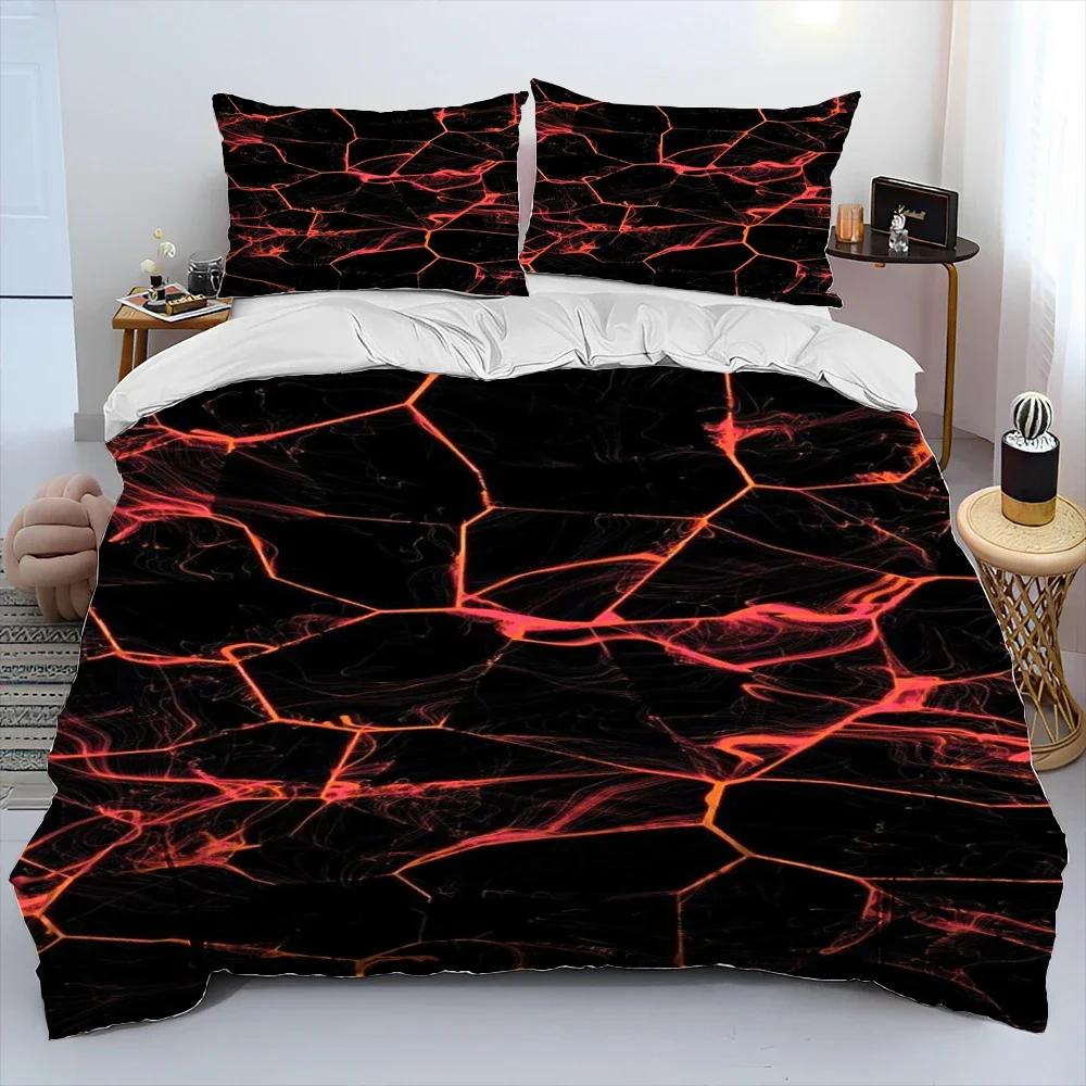 3D Volcano Lava Magma Comforter Bedding SetDuvet Cover Bed Set Quilt Cover PillowcaseKing Queen Size Bedding Set Adult Child