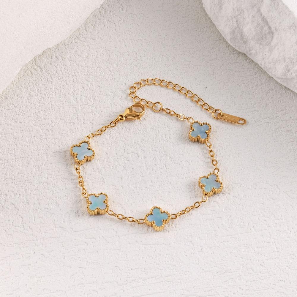 Bracciale Mini Quadrifoglio Madreperla 9mm Lussuoso e di Alta Gamma per Donna Resistente al Colore