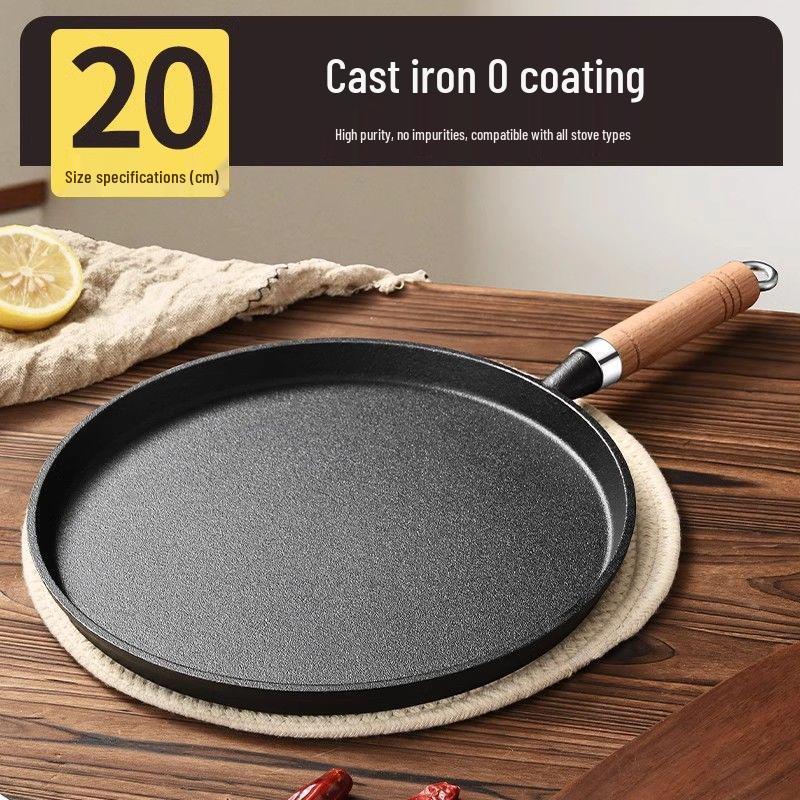 Aozizi Non-Stick Cast Iron Pancake Pan - Thickened Flat-Bottom Household Frying Plate