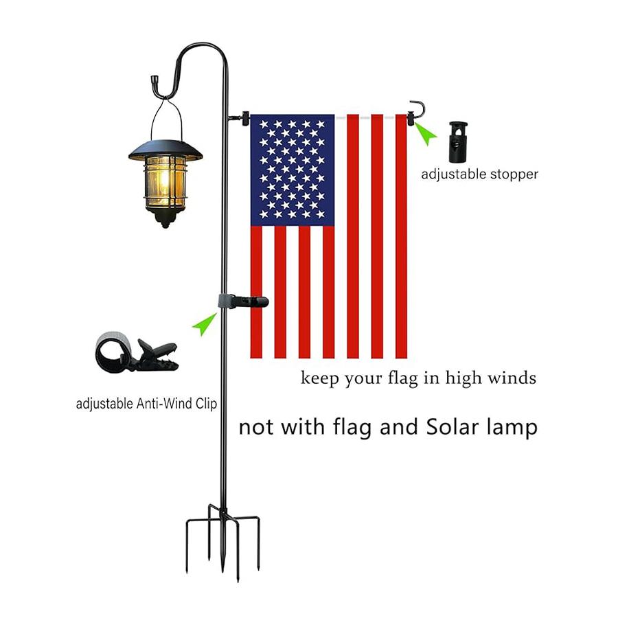 47 Zoll Gartenflaggenhalter mit 5-Fuß-Basis, Metall-Hirtenhaken, Zum Aufhängen von County-Flaggen Hirtenhaken