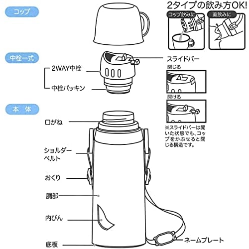 Skater 2WAY Stainless Steel Bottle 600ml with Cup Water Bottle Disney Cars STGC6-A