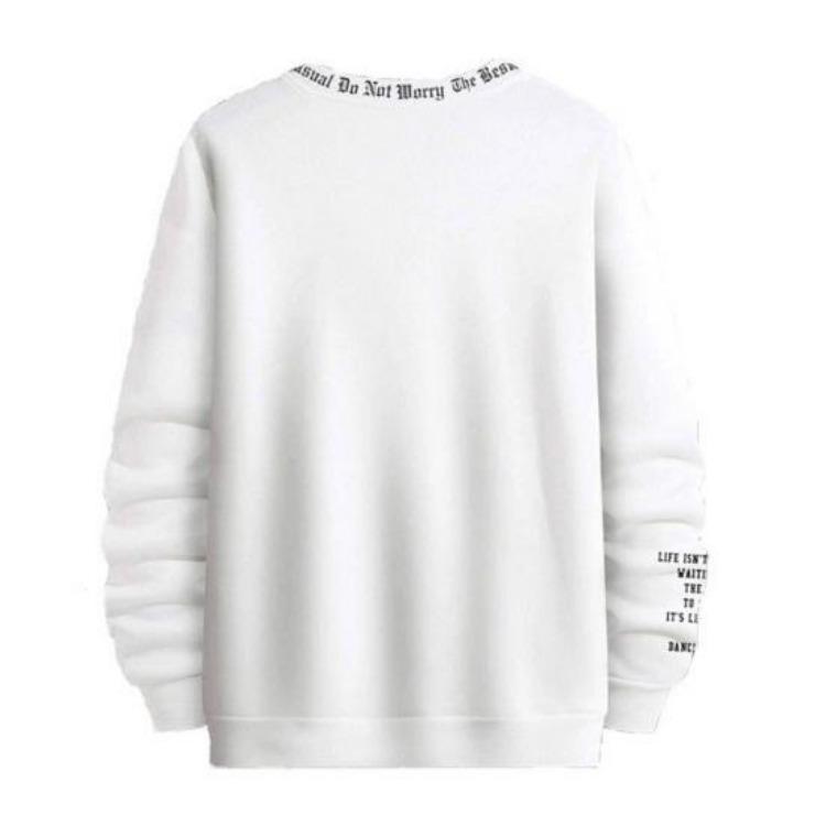 Men Casual Thick Warm Sweatshirt Fall Winter Letter Print Round Neck Long Sleeve Loose Soft Top