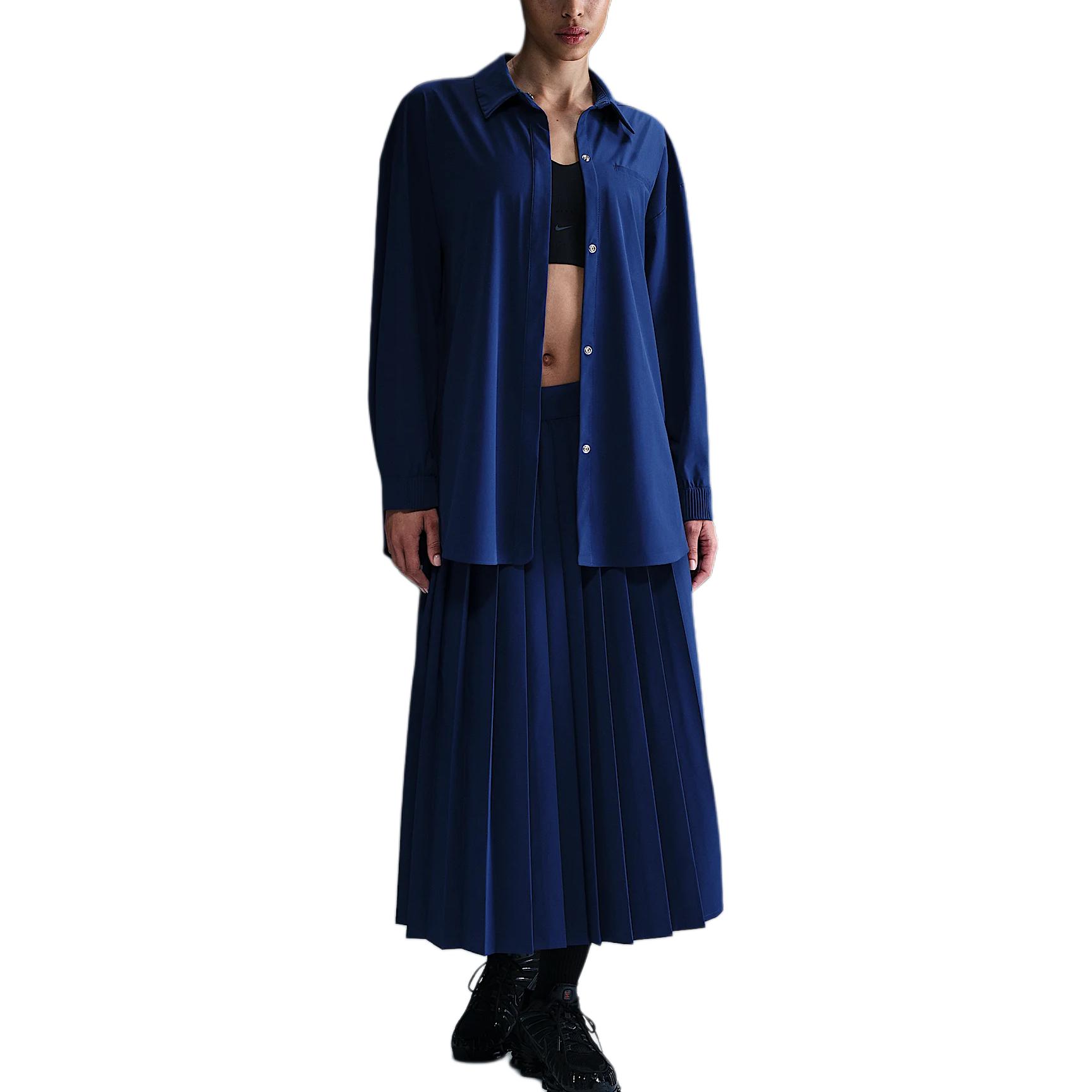 

Nike Dri-Fit Perfect Stretch 24.7 Series Удобная Влагоотводящая Модная Рубашка с Длинным Рукавом Женская рубашка Темно-Синий Пустотно-Синий HM8385-455 L