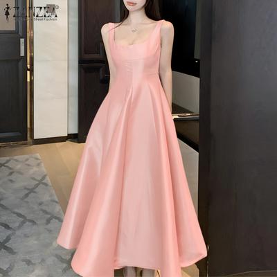 Robe longue décontractée à col en U pour femme, tenue d'été sans manches, idéale pour les fêtes