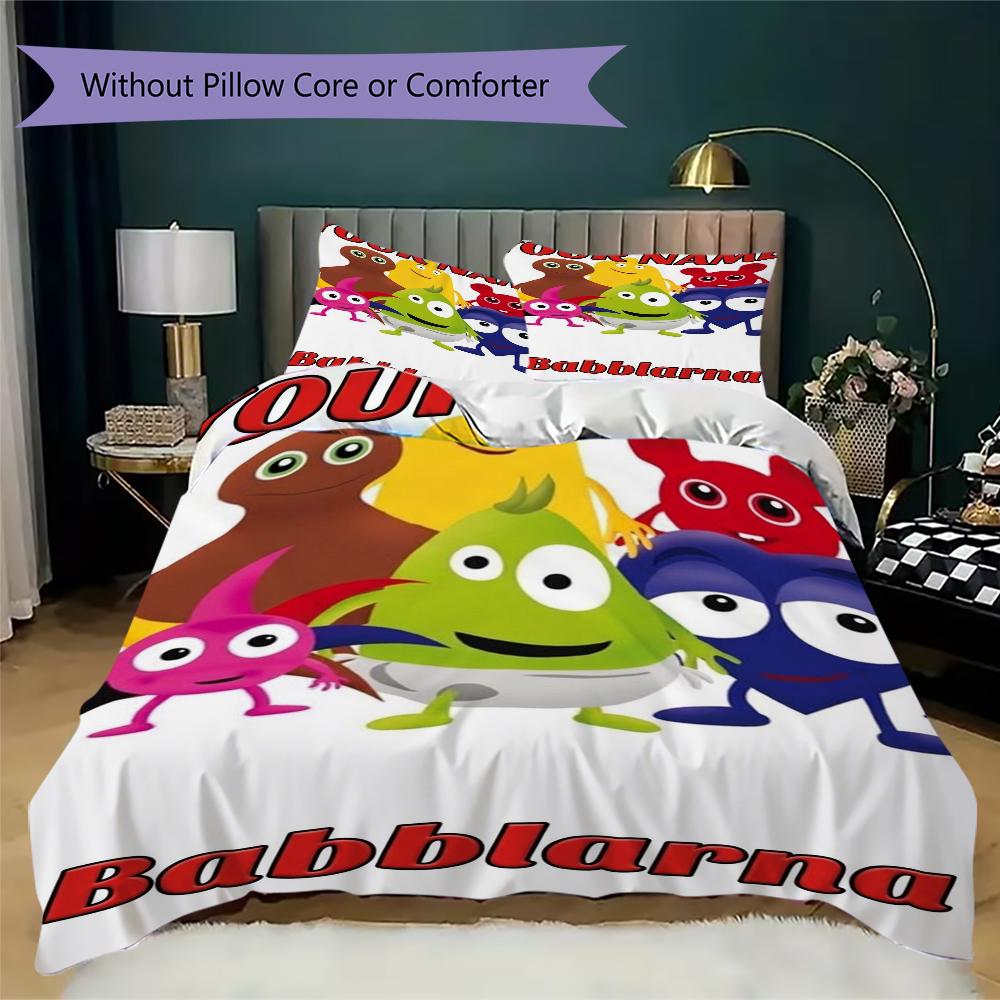 Custom Name Babblarna Pattern Bedding uilt Set uilt Cover Pillowcase Home Decoration Birthday Gift (1*duvet cover+2*pillowcase without core)