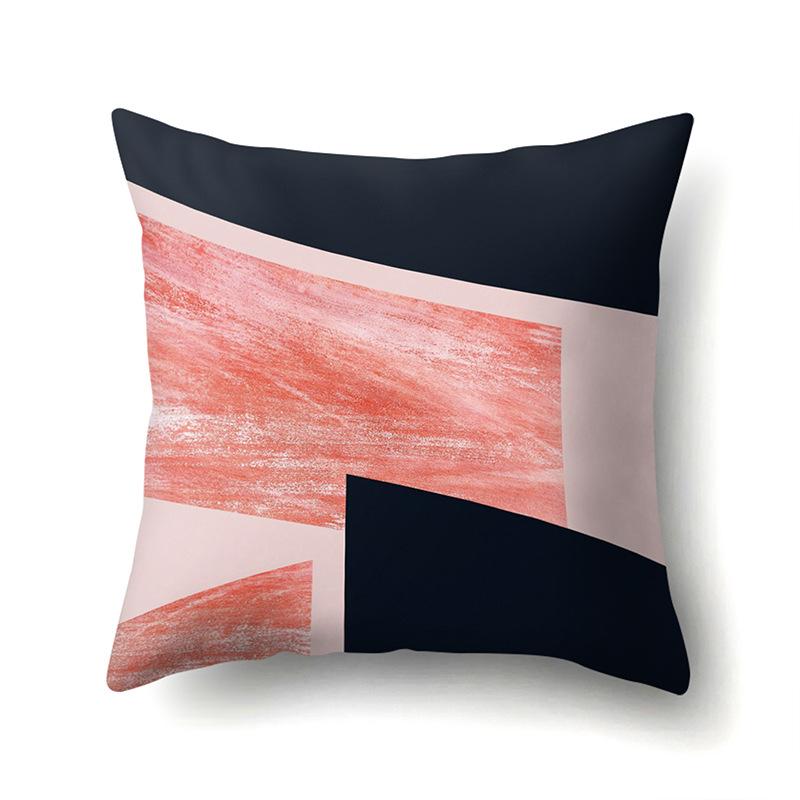 Polyester Pillowcase Marble Nordic Ins Style Geometric Printed Peach Leather Velvet Living Room Sofa Pillowcase