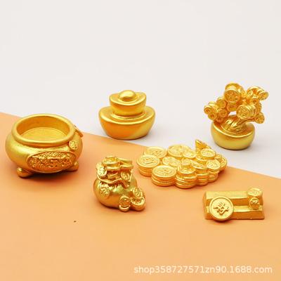 Mini Micro Landscape Simulation Cornucopia Gold Coin Ingot Model Cake Diy Decoration Ornament Doll Small Toy
