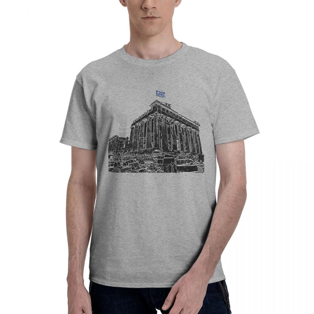 Athens Parthenon Acropolis Greece Flag 100 Cotton Casual Breathable Confortable Manga Funny Mens TShirts Graphic Tee