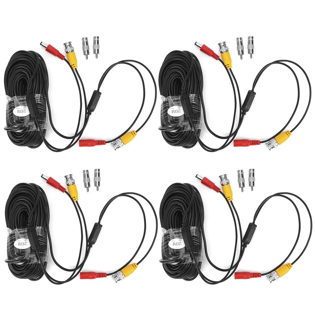 4Pcs BNC Video Power Cable CCTV Wire Cord Security System Accessories
