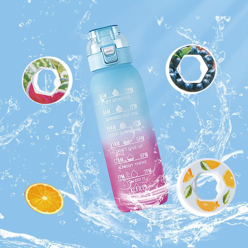 Fruit-Flavored Zero Calorie Water Bottle with Pop-Up Lid and Aroma Ring