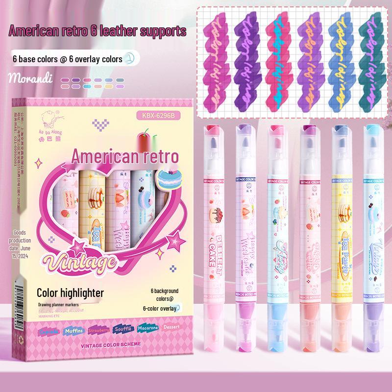 

Хайлайтер Kaba Bear с двумя наконечниками для студентов - Большая емкость, маркер для наслаивания и затенения Chisel Tip