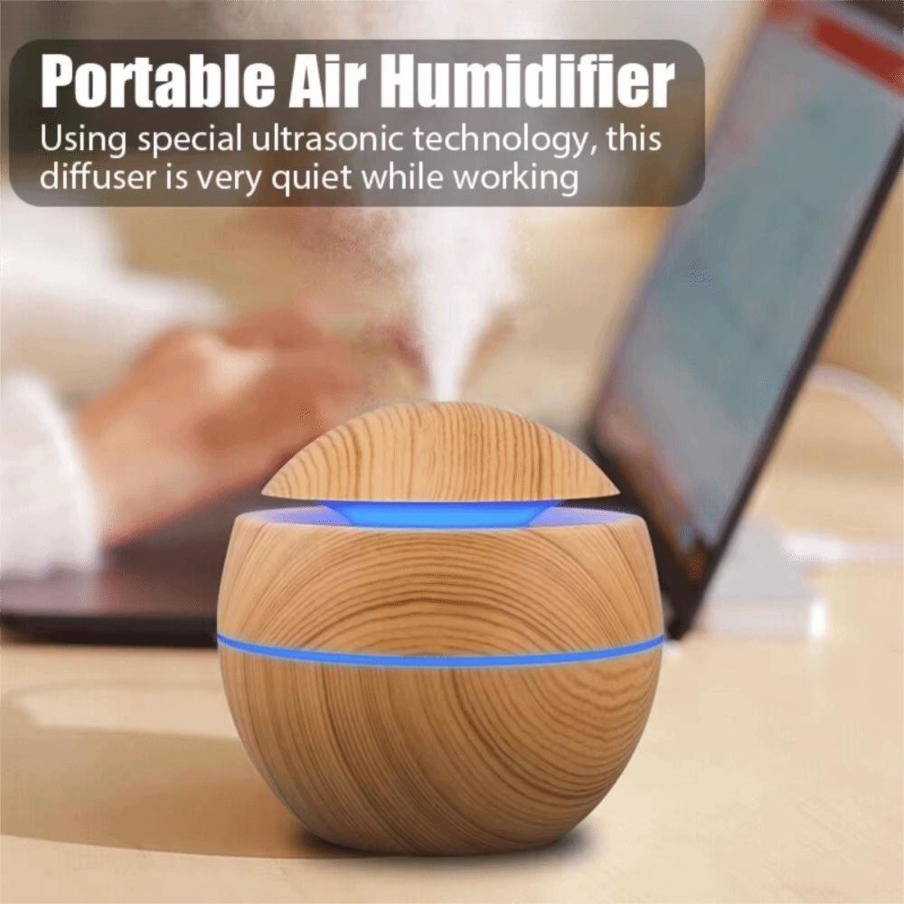Cool Mist Essential Oil Diffuser Wood Grain Mini Mist Maker Electric Aromatherapy Diffuser  Car Use