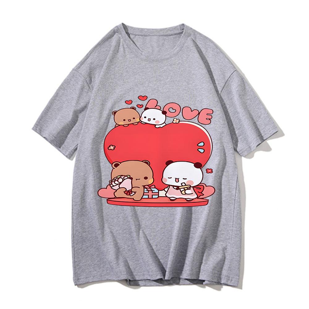 Funny Bubu and Dudu Print Tshirts Cotton UnisexWomen Clothing Harajuku Couple Valentines Day Gift Tshirt Unisex Tops Streetwear