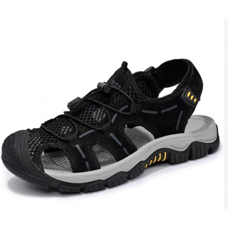 

2025 new bag head sandals men s breathable men s outdoor beach shoes hollow sports and leisure foreign trade leather large size 46