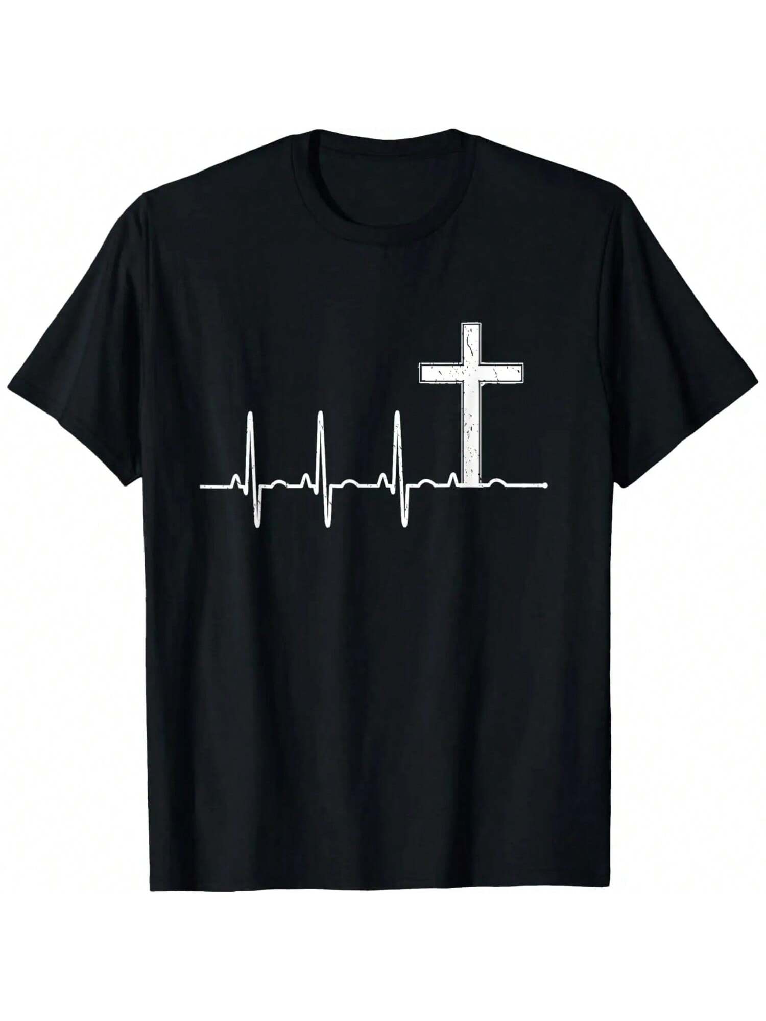 Футболка EKG LifeLine Сердце Христа Пульс Крест S разноцветный