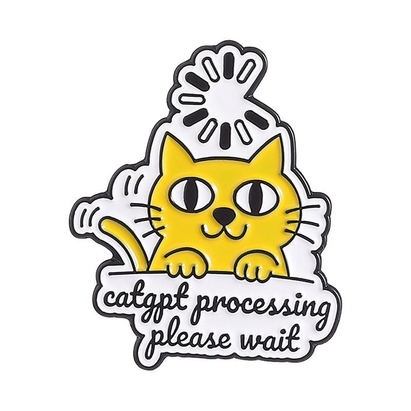 Catgpt Processing Please Wait Enamel Pin Loading Spinner Cute Cat Artificial Intelligence Brooch Lapel Badge Jewelry Gift