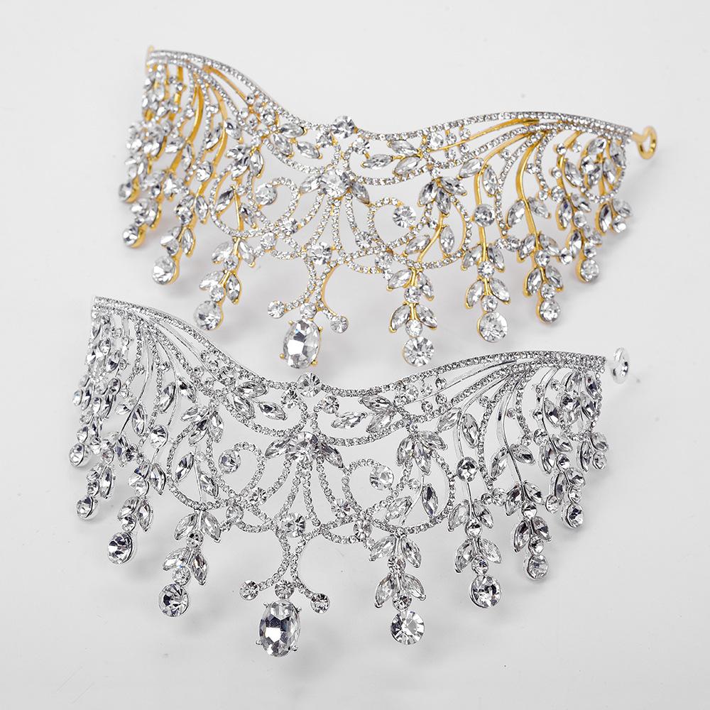 Diamond tiara, alloy multi-rhinestone luxury bridal European style crown, wedding catwalk dress accessories