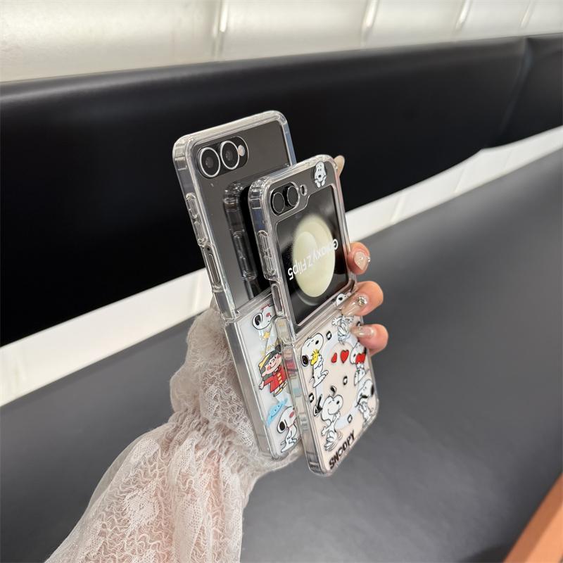 Creative Love Heart Funny Snoopy Folding Magsafe Wireless Charge Case For Samsung ZFlip 3 4 5 6 ZFlip7 3D Cute Magnetic Holder