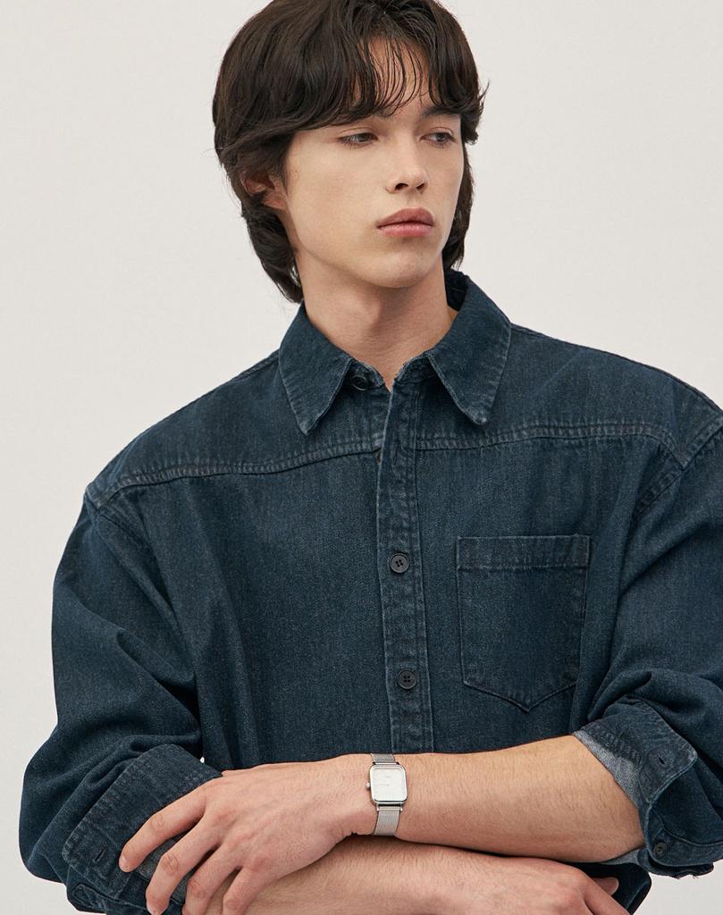 WORK ON BODY OFF Wide Overfit Denim Shirt [Indigo]
